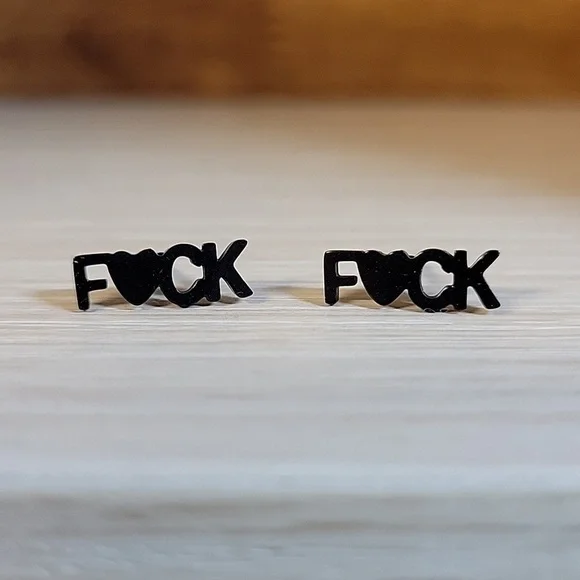 F BOMB Profanity Stud Earrings, choice of color - Picture 4 of 9